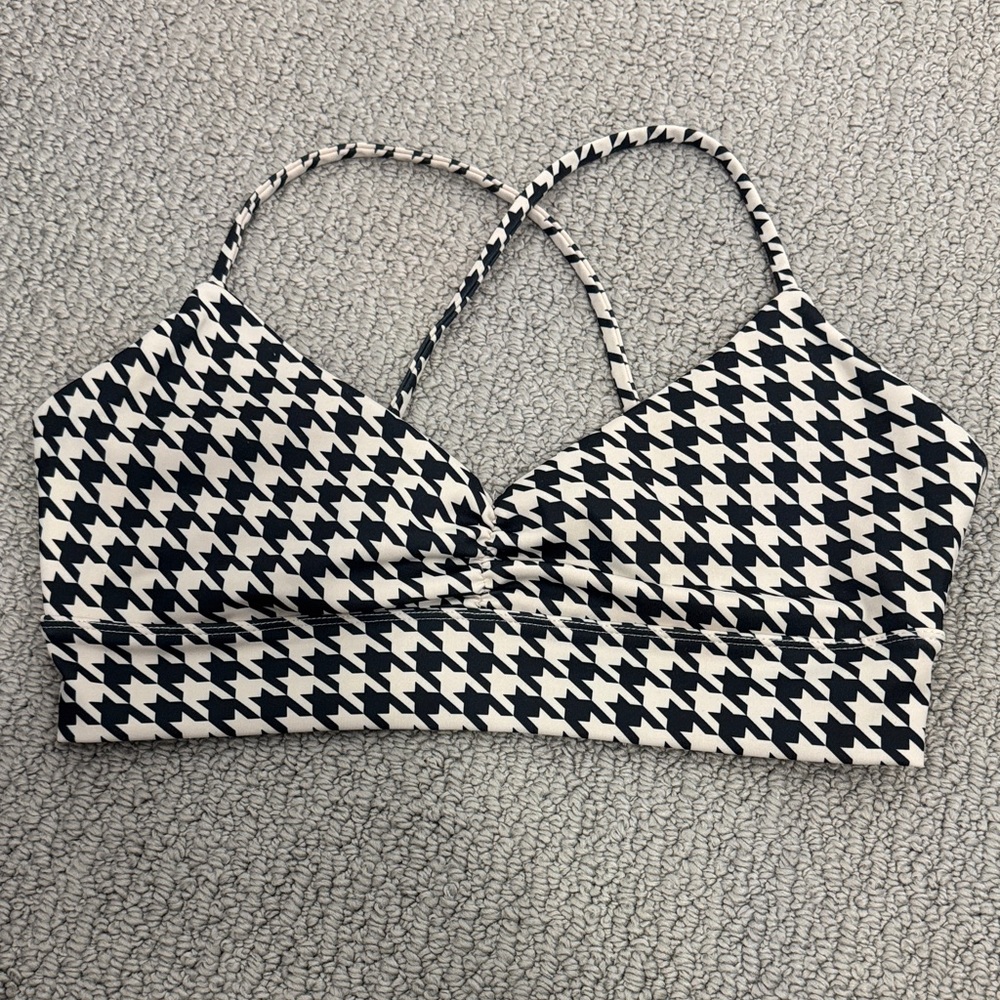 Forever 21 Black and White Houndstooth Sports Bra